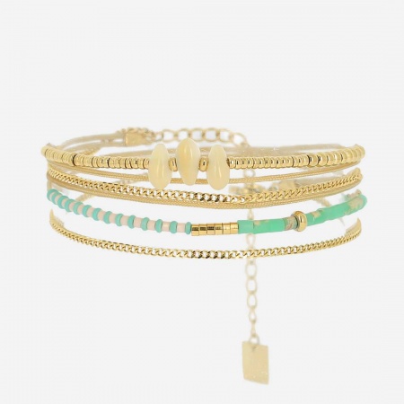 BRACELET MULTI ACIER DORE 2 tours reglable