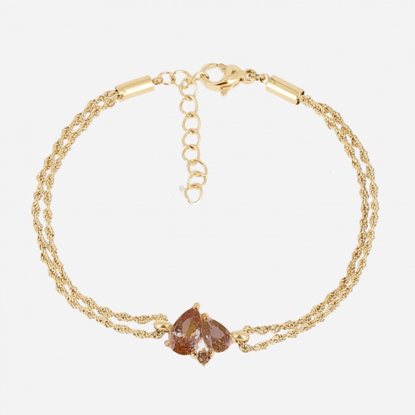 BRACELET-MULTI-ACIER DORE