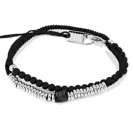 BRACELET MULTI ACIER NOIR 2 RANGS