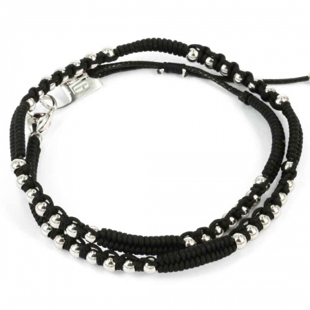 BRACELET MULTI ACIER NOIR 2 RANGS REGLABLE