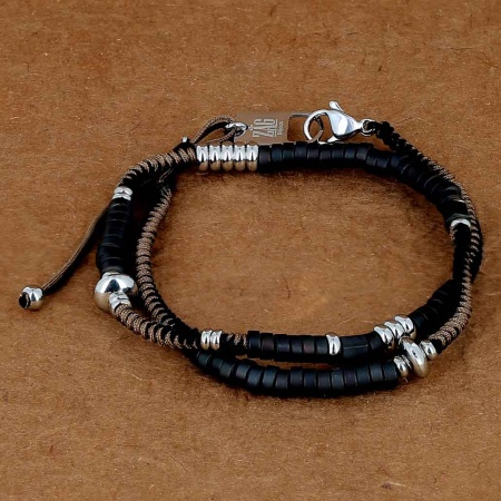 BRACELET MULTI ACIER Tressage main 2 tours reglables