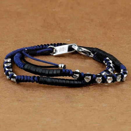 BRACELET MULTI ACIER Tressage main 2 tours reglables