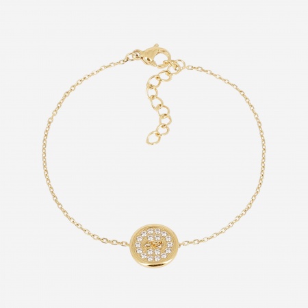 BRACELET-Munro-ACIER DORE-15+3cm-zirconium sertis