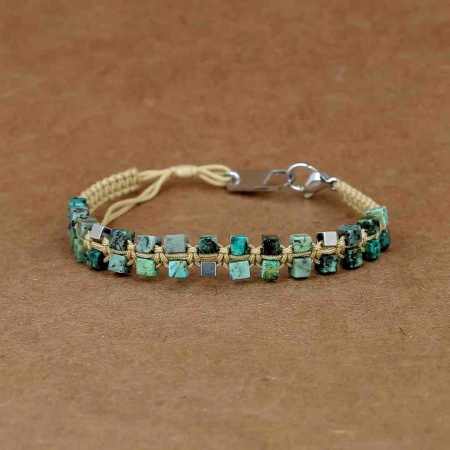 BRACELET Noam ACIER Turquoise africaine reglable