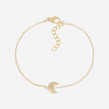 BRACELET-Noelie-ACIER DORE-15+3cm-zirconium sertis