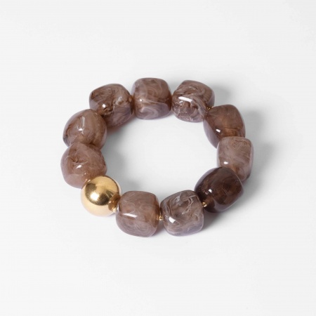 BRACELET-Oedipe-ACIER DORE-resine-elastique