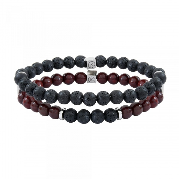 Bracelet perle de lave et jaspe rouge 6mm