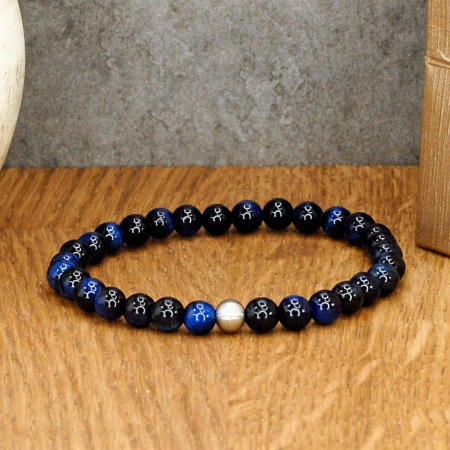 Bracelet Pierres �il de tigre bleu