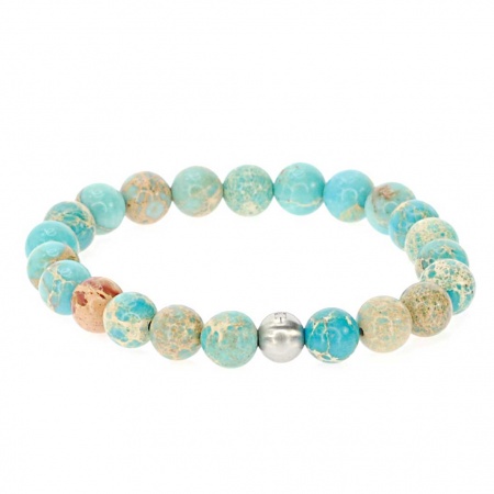 Bracelet Pierres Naturelles en Jaspe Bleu