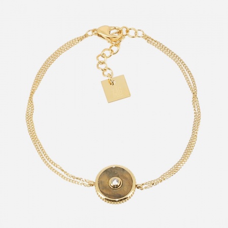 BRACELET SIMPLE-ACIER DORE-Labradorite-15+3cm