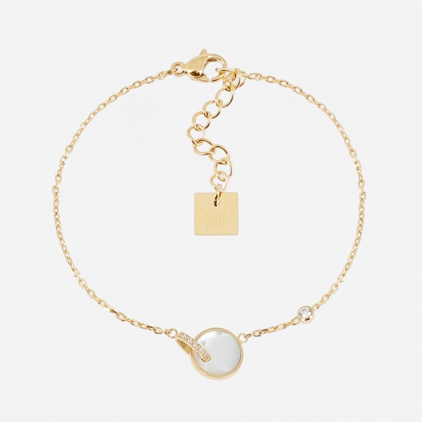 BRACELET-SIMPLE-ACIER DORE-nacre