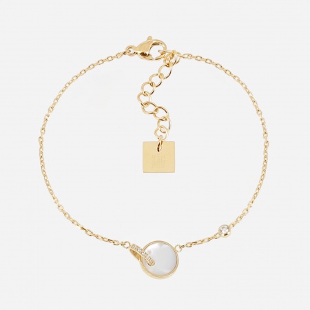 BRACELET-SIMPLE-ACIER DORE-nacre