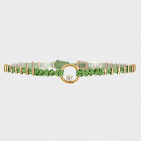 BRACELET SIMPLE-ACIER DORE-Tressage main-coulissant