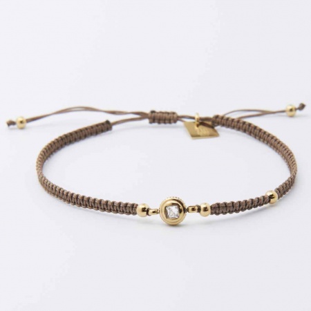 BRACELET SIMPLE-ACIER DORE-Tressage main-coulissant