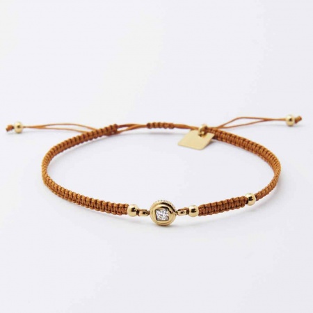 BRACELET SIMPLE-ACIER DORE-Tressage main-coulissant