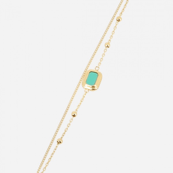 BRACELET SIMPLE ACIER DORE turquoise 15+3cm p:8x10mm