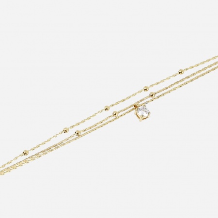 BRACELET SIMPLE ACIER DORE Zirconium 3 rangs