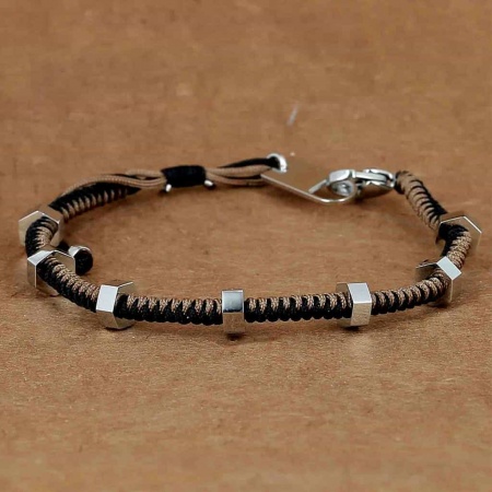 BRACELET SIMPLE ACIER Tressage main 2 tours reglables