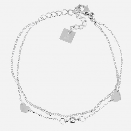 BRACELET SIMPLE-ACIER-Zirconium-15+3cm d:6x5.4mm