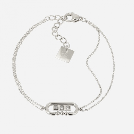 BRACELET SIMPLE-ACIER-Zirconium-15+3cm p:7x16mm