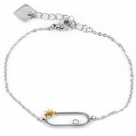 BRACELET SIMPLE-ACIER-Zirconium-15+3cm