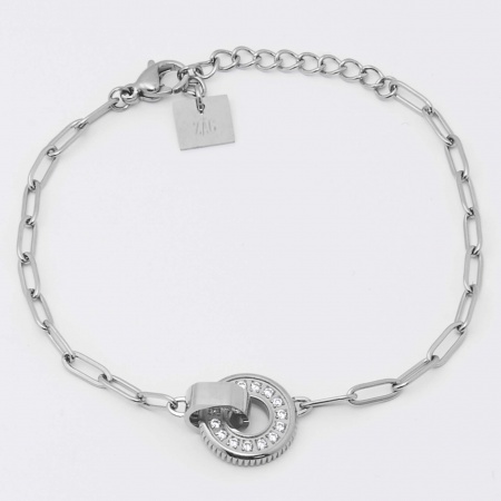 BRACELET SIMPLE-ACIER-Zirconium sertis-15+3cm d:12mm