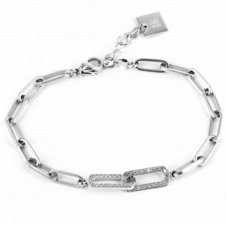 BRACELET SIMPLE-ACIER-Zirconium sertis-15+3cm