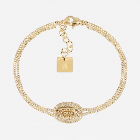 BRACELET-Tizio-ACIER DORE-zirconium