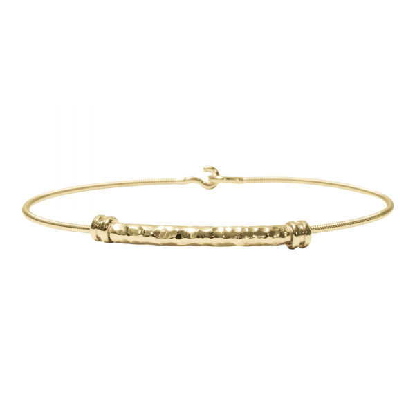 BRACELET TUBE MARTELE SUR CORDE DE GUITARE AVEC FERMOIR CROCHET - Femme