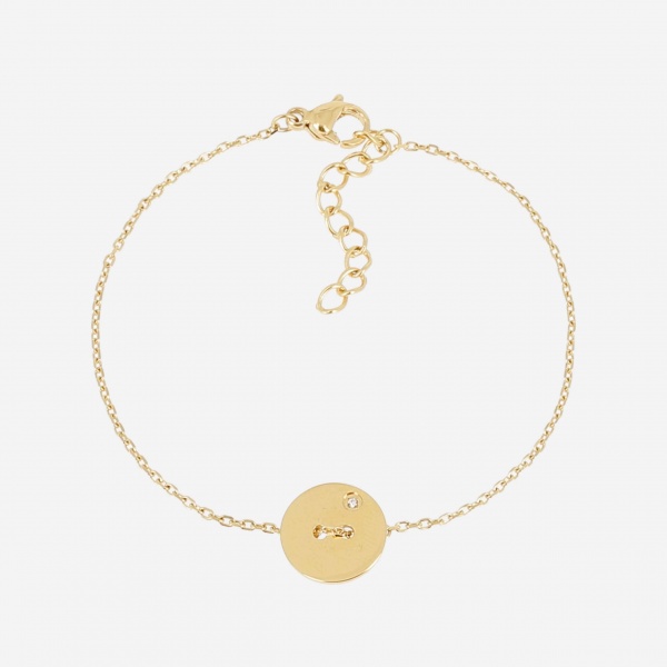 BRACELET-Weiss-ACIER DORE-15+3cm-zirconium