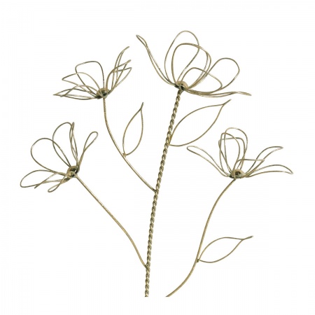 Branche florale métal finition laiton 50cm