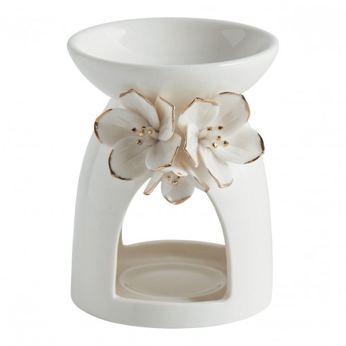 Br�le-parfum Amour de Fleurs en  c�ramique blanc