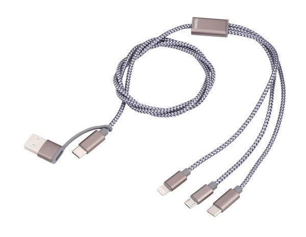 C�ble de charge 3 en 1, adapt� pour charge rapide 1 m de long, USB/USB-C vers Micro-USB/Lightning