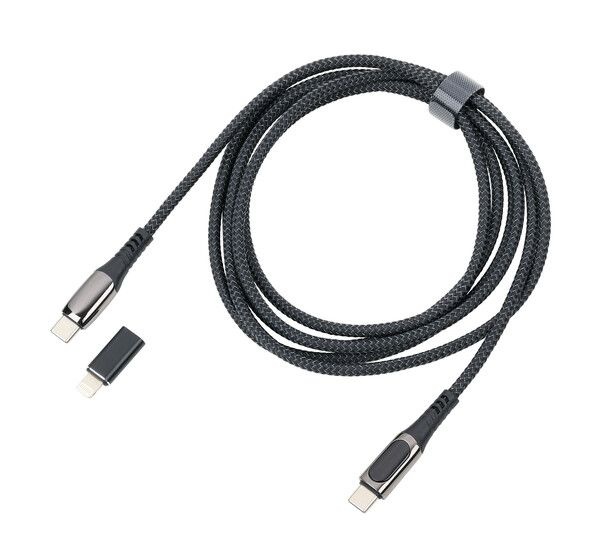 Cable de charge USB-C haute vitesse 100W, 2m, NOIR  affichage num�rique (puissance de charge)