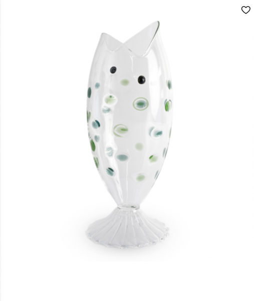 Carafe en verre en forme de poisson 1,2L. D�cor pois verts.