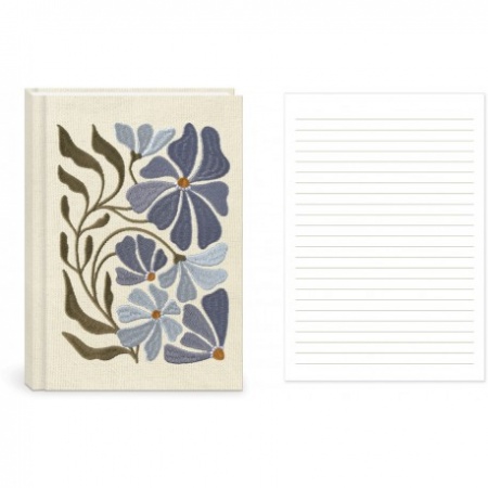 Carnet de notes couverture en tissu & brodée - Flower Market (Aster)