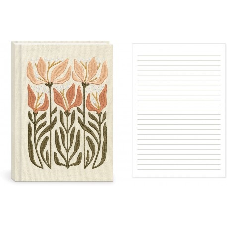 Carnet de notes couverture en tissu & brod�e - Flower Market (Lily)