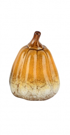 Citrouille d&eacute;co, jaune ou vert, porcelaine, 8x8x10cm
