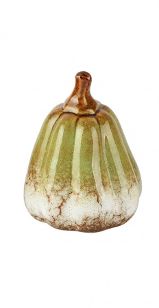 Citrouille d&eacute;co, jaune ou vert, porcelaine, 8x8x10cm