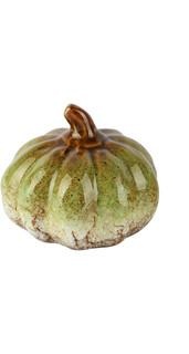 Citrouille d&eacute;co, vert ou orange, porcelaine 9x9x8cm,