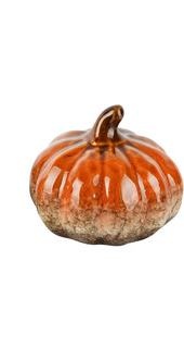 Citrouille d&eacute;co, vert ou orange, porcelaine 9x9x8cm,