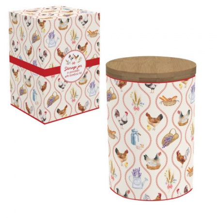 COFFRET 1 CANISTER ¯11CM ET 16CM DE HAUTEUR EN PORCELAINE COUNTRY LIFE