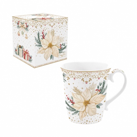 COFFRET 1 MUG - EN PORCELAINE - 275 ml  - WHITE ELEGANCE