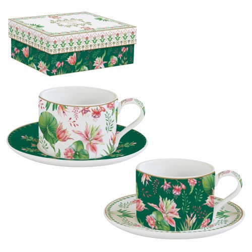 Coffret 2 Tasses � The 24 cl en Porcelaine - BOTANIC CHIC