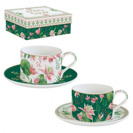 Coffret 2 Tasses à The 24 cl en Porcelaine - BOTANIC CHIC