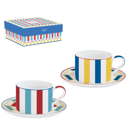 Coffret 2 Tasses � The 24 cl en Porcelaine - GEOCROMIA