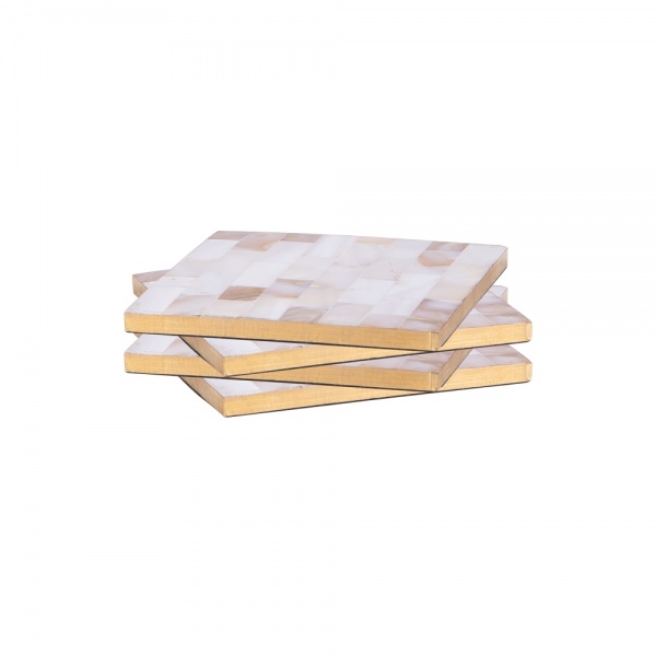COFFRET 4 DESSOUS DE VERRE 10 cm - POSIDONIE