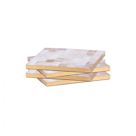 COFFRET 4 DESSOUS DE VERRE 10 cm - POSIDONIE