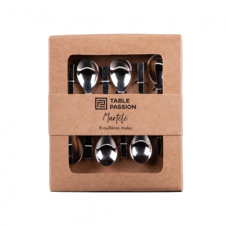 COFFRET 6 CUILLERES A MOKA MARTELE 11cm
