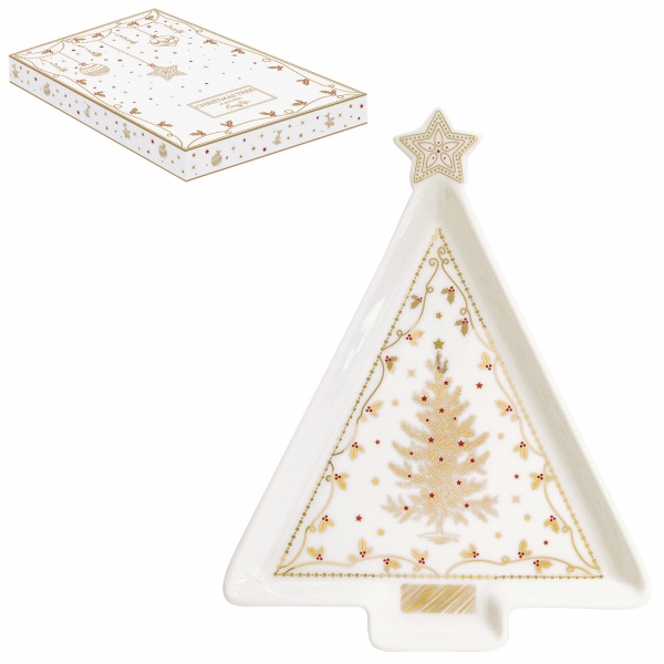 COFFRET COUPELLE FORME SAPIN ETOILE - 21X16CM - EN PORCELAINE - CHRISTMAS LIGHTS